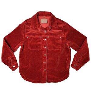 Judy Blue Red Corduroy Fringe Jacket Women's Size L Trucker Boho Western Preppy